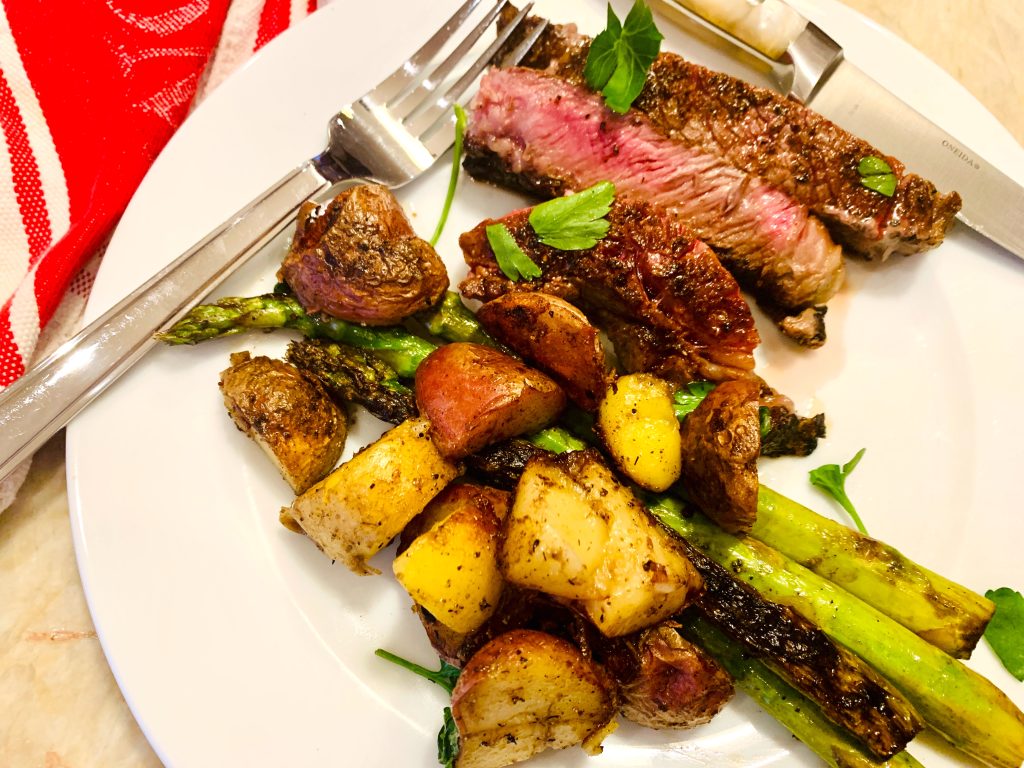 Garlic Butter Rib Eye With Asparagus And New Potatoes Recipe Live Love Laugh Food 