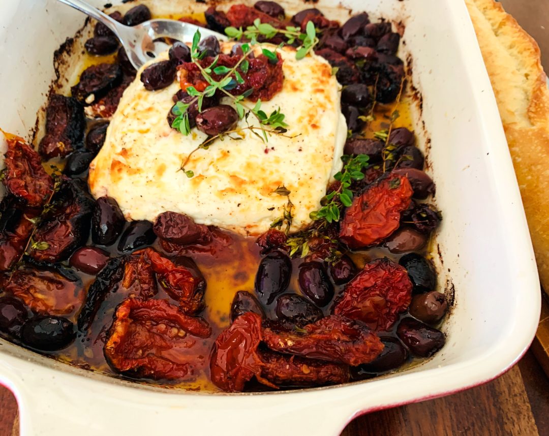 Baked Feta with Sundried Tomatoes and Kalamata Olives Recipe! Live