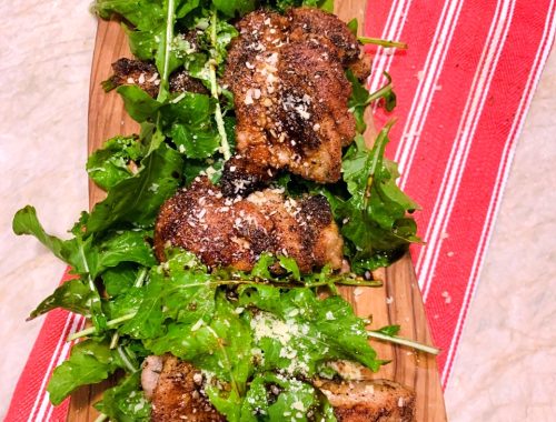 Crispy Chicken with Arugula, Parmesan, and Balsamic – Recipe!