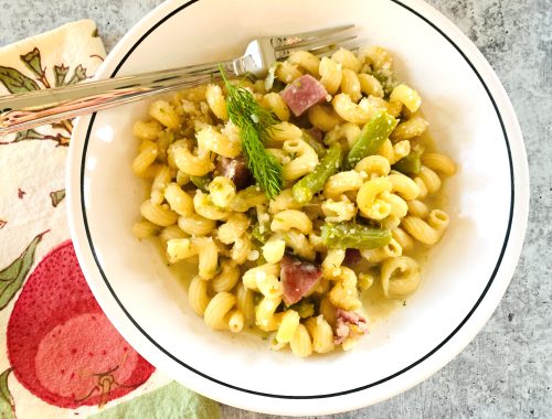 Instant Pot Creamy Goat Cheese Cavatappi with Asparagus and Ham – Recipe!