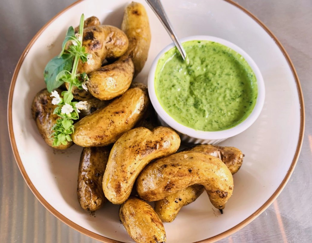 Grilled Fingerling Potatoes with Creamy Jalapeno Green Goddess – Recipe! Image 1