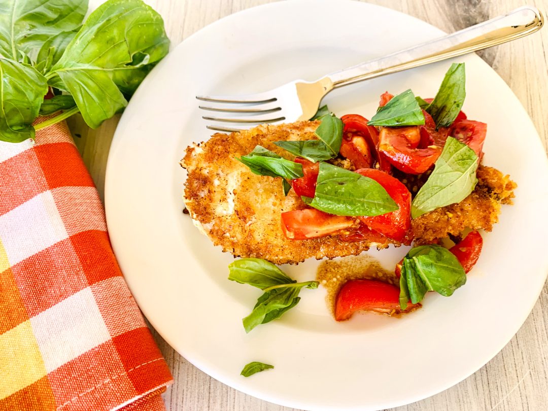 Crispy Panko Chicken with Marinated Tomatoes and Basil – Recipe! Image 1