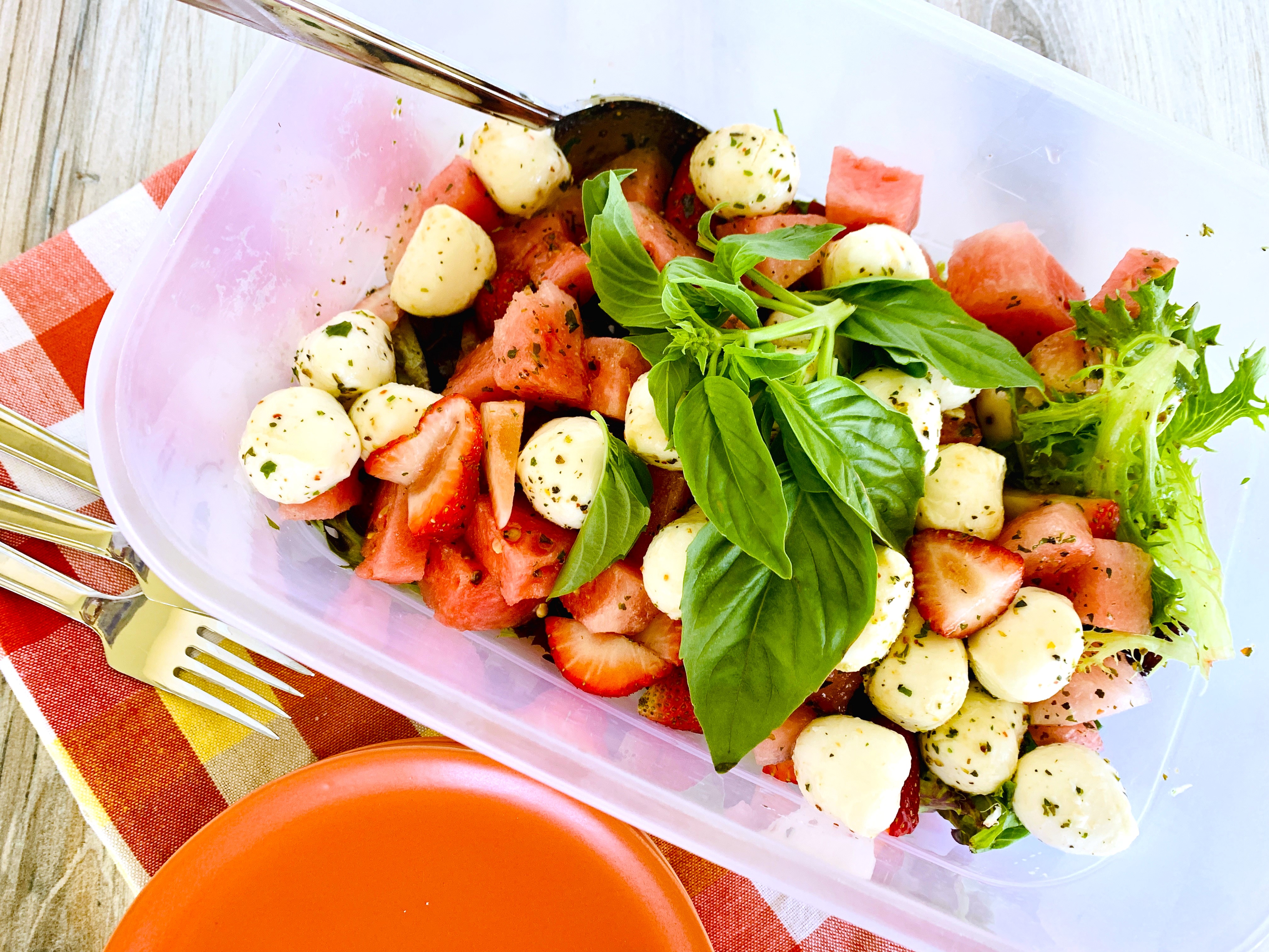 Bocconcini, Watermelon, Strawberry Picnic Salad Recipe and Hack! Image 2