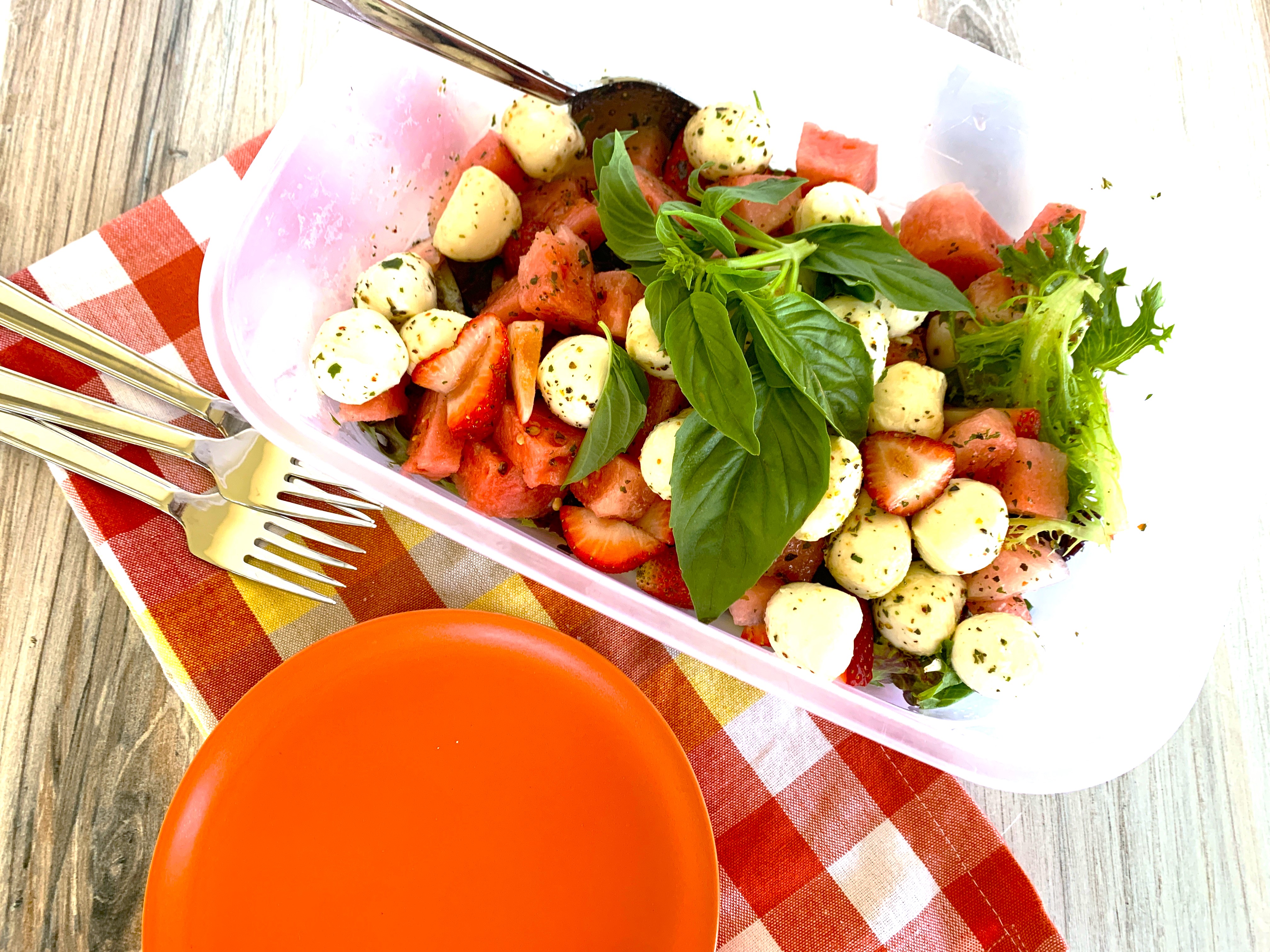 Bocconcini, Watermelon, Strawberry Picnic Salad Recipe and Hack! Image 3