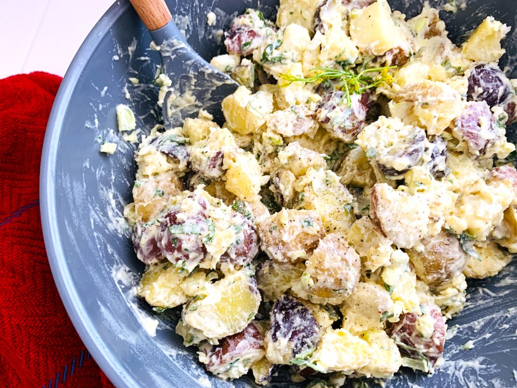 Red, White and Blue Honey Mustard Potato Salad Recipe! Live. Love. Laugh. Food.