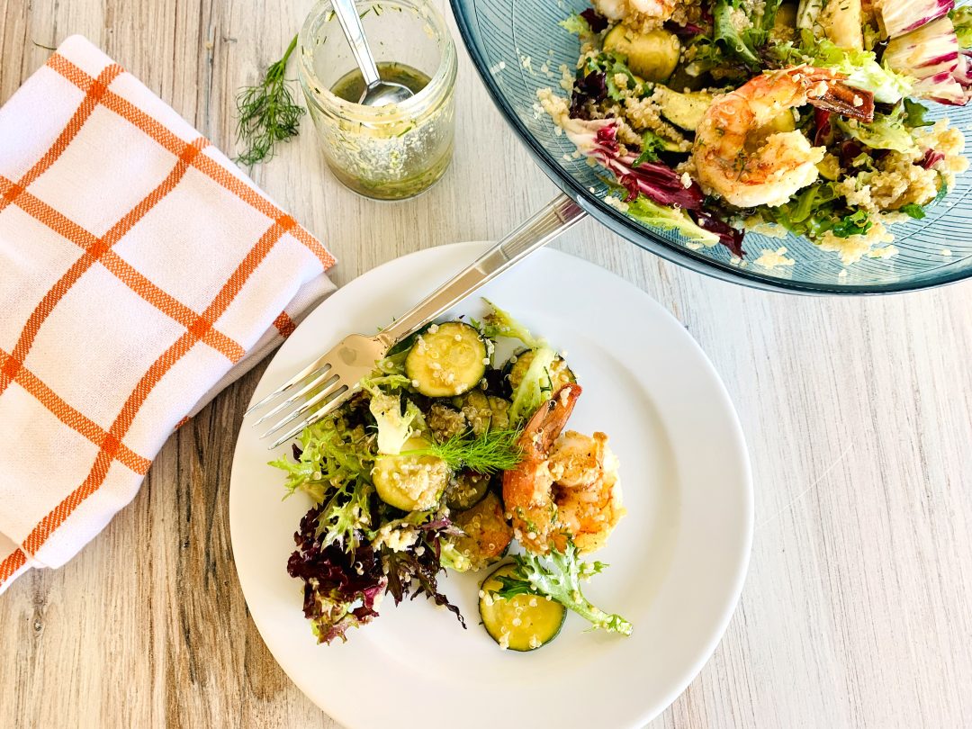 Sauteed Shrimp and Zucchini Quinoa Salad with Dilly Vinaigrette – Recipe! Image 1