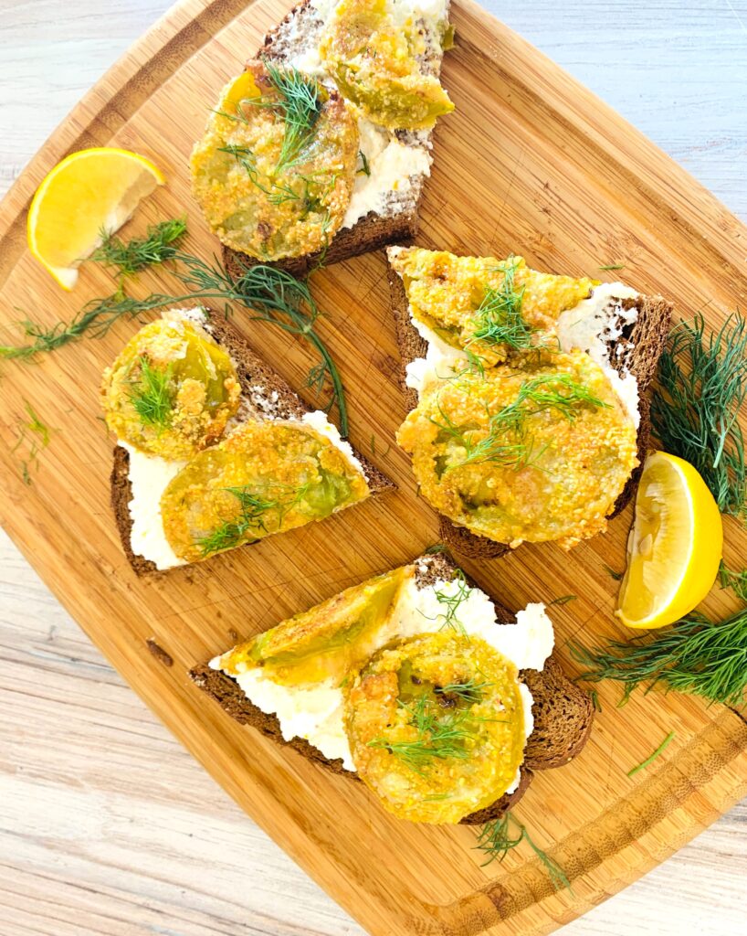 Fried Green Tomato Lemon Ricotta Toasts – Recipe! Image 2