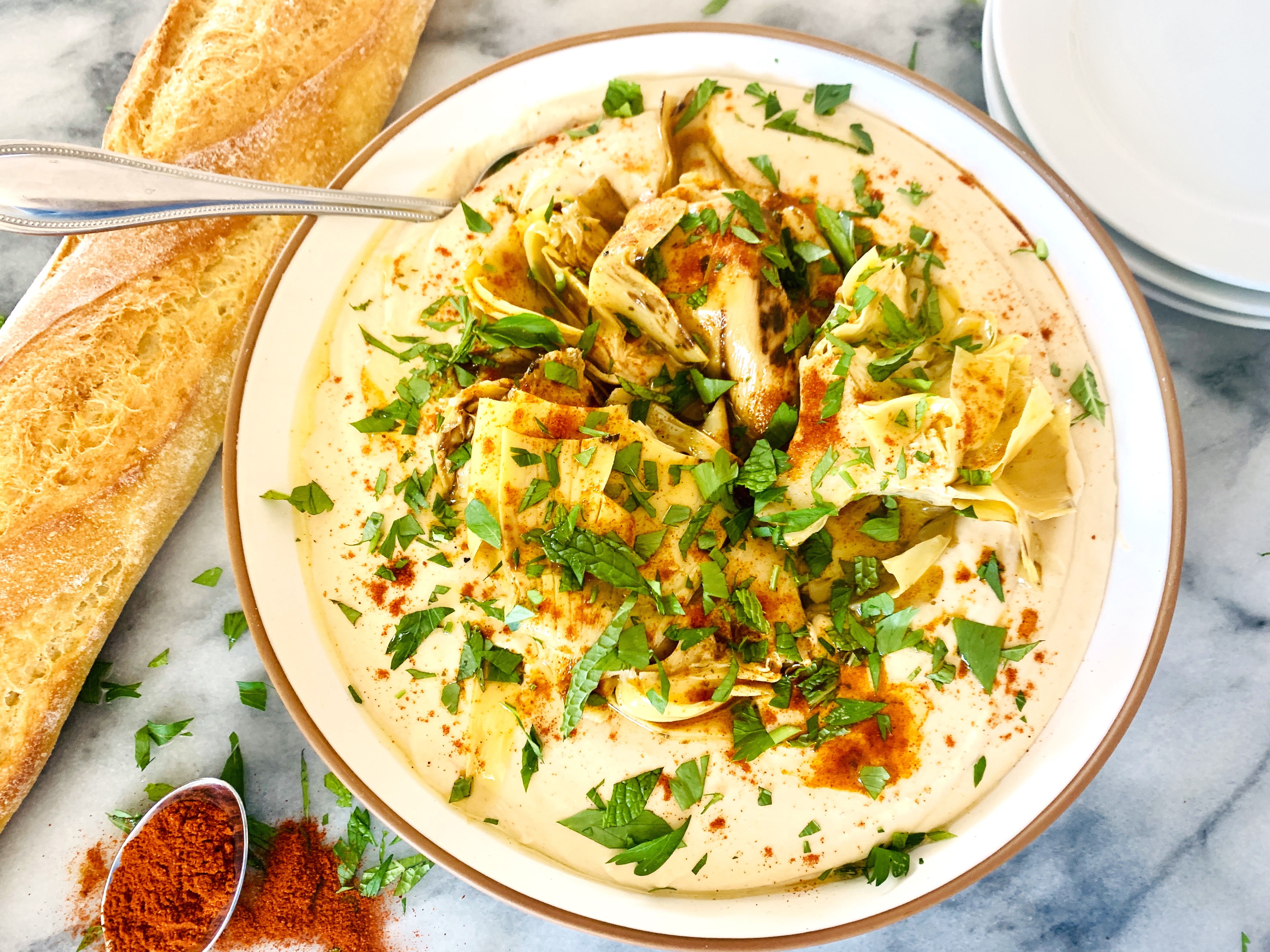 White Bean Hummus with Smoky Marinated Artichoke Hearts – Recipe! Image 2