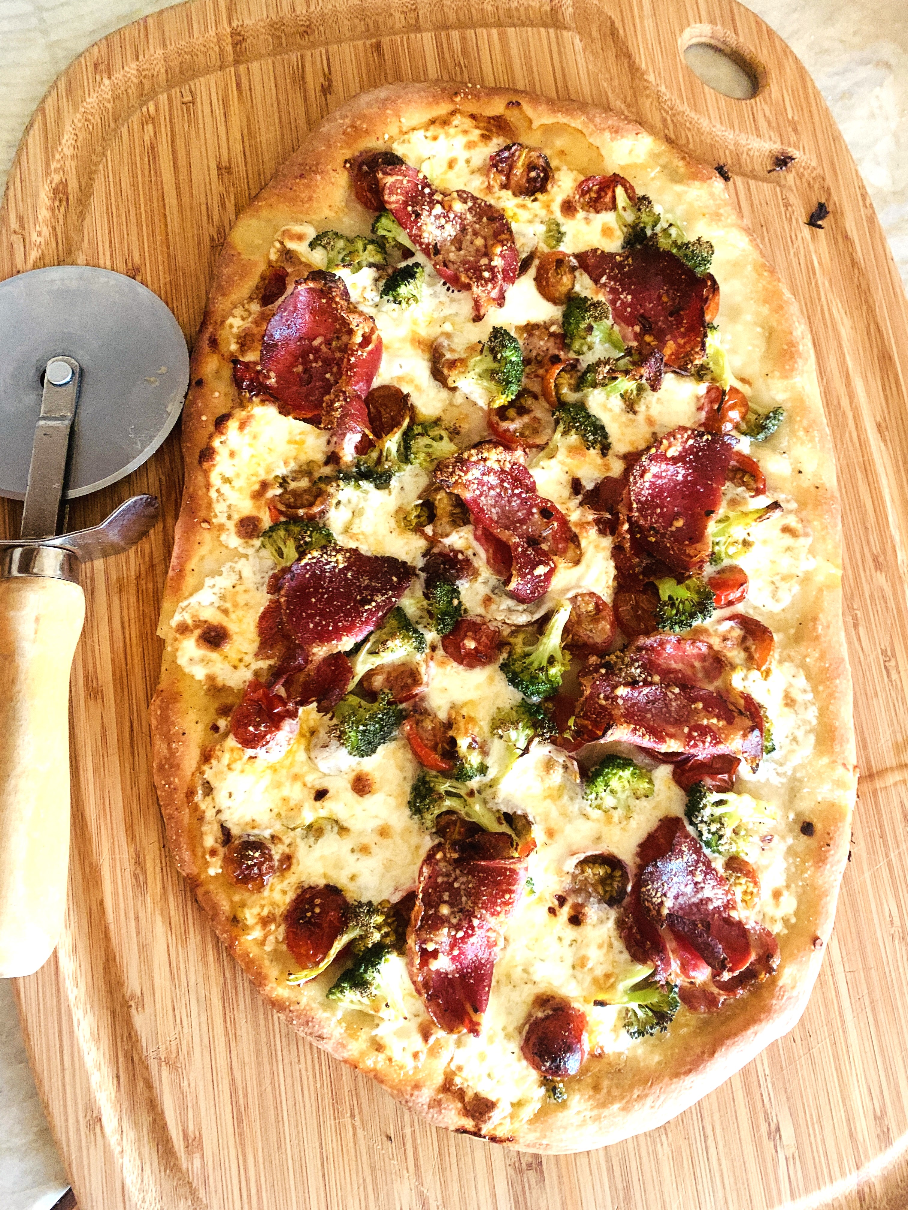 Roasted Broccoli, Cherry Tomato and Crispy Capicola Pizza – Recipe! Image 3
