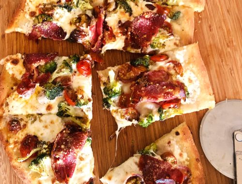 Roasted Broccoli, Cherry Tomato and Crispy Capicola Pizza – Recipe!