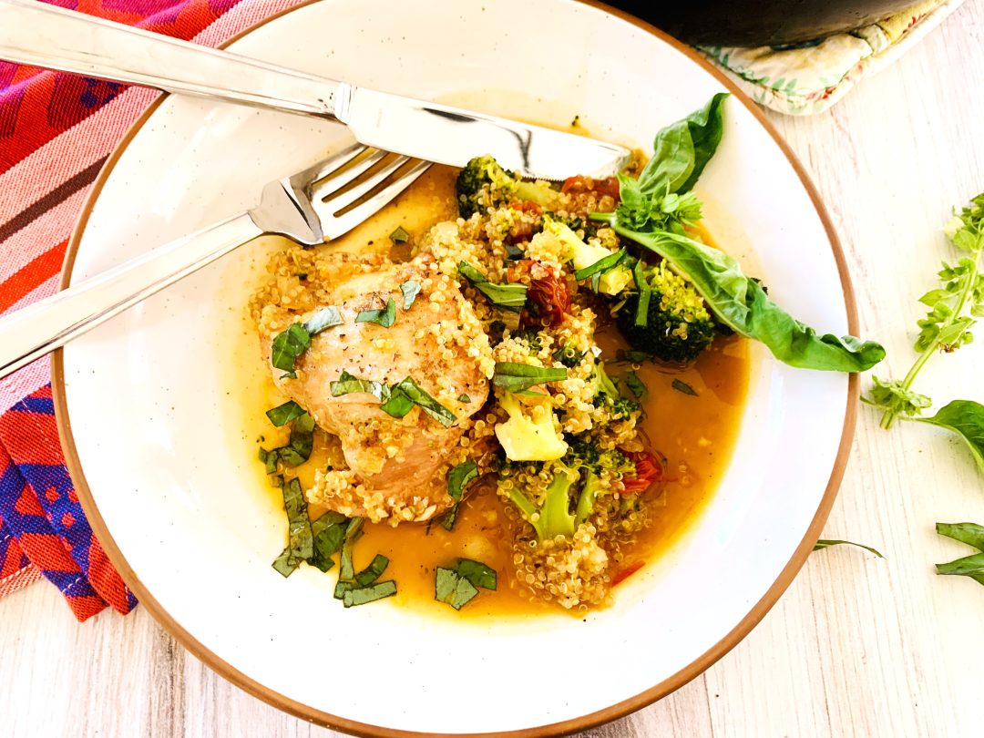 Braised Chicken Thighs with Tomato Broccoli Quinoa Recipe! Live