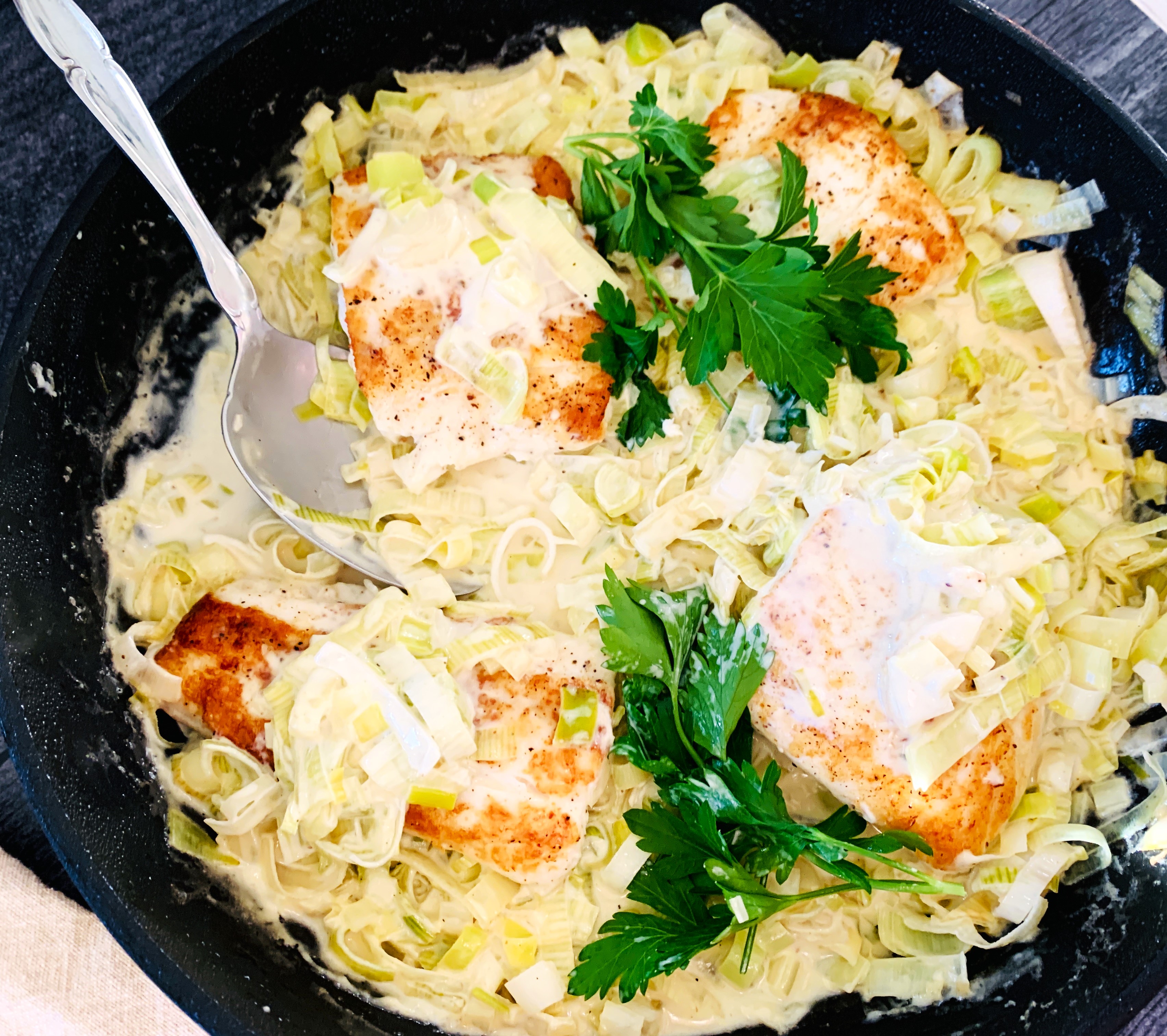 Seared Halibut with Creamy Mustard Leeks Recipe! Live. Love. Laugh