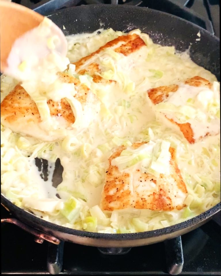 Seared Halibut with Creamy Mustard Leeks Recipe! Live. Love. Laugh