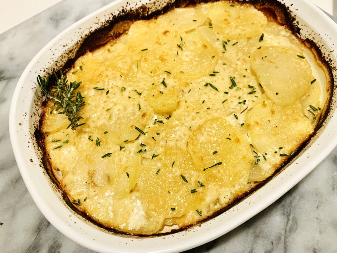 Cheesy Scalloped Sweet Potatoes with Rosemary Cream Recipe! Live