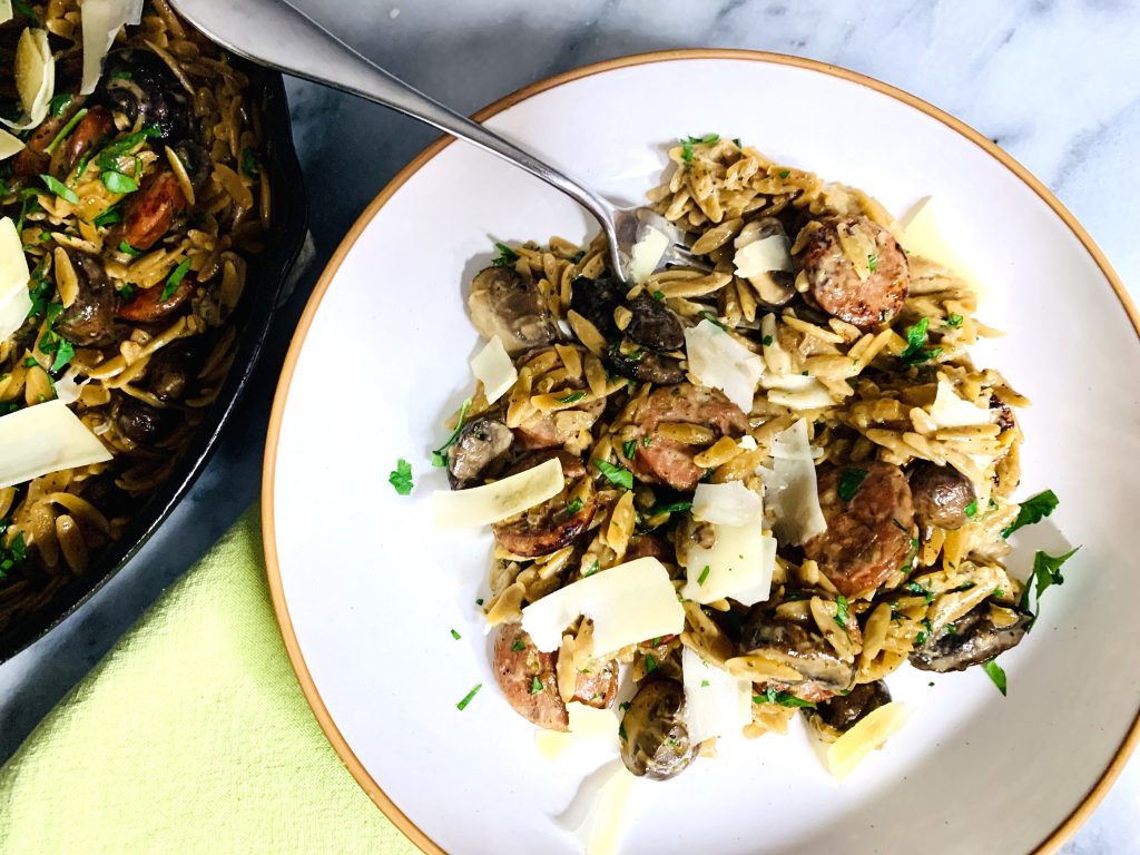 Chicken Sausage and Mushroom Orzo Recipe! Live. Love. Laugh. Food.
