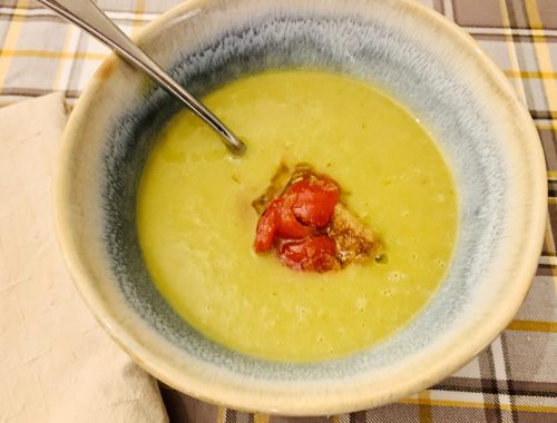 Instant Pot Creamy Vegan Asparagus Soup with Tomato Croutons – Recipe!