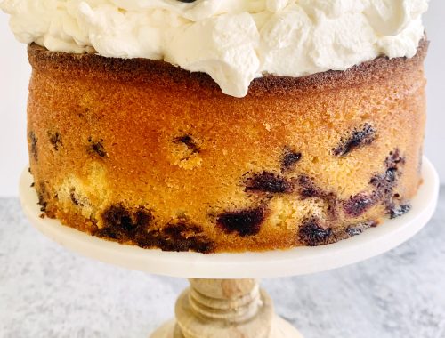 Lemon Blueberry Olive Oil Cake with Crème Fraiche Whipped Cream – Recipe!