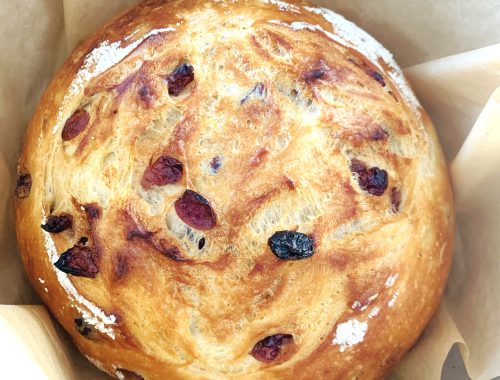No-Knead Dried Cranberry Loaf – Recipe!