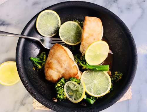 Skillet Soy Ginger Butter Halibut and Broccolini – Recipe!