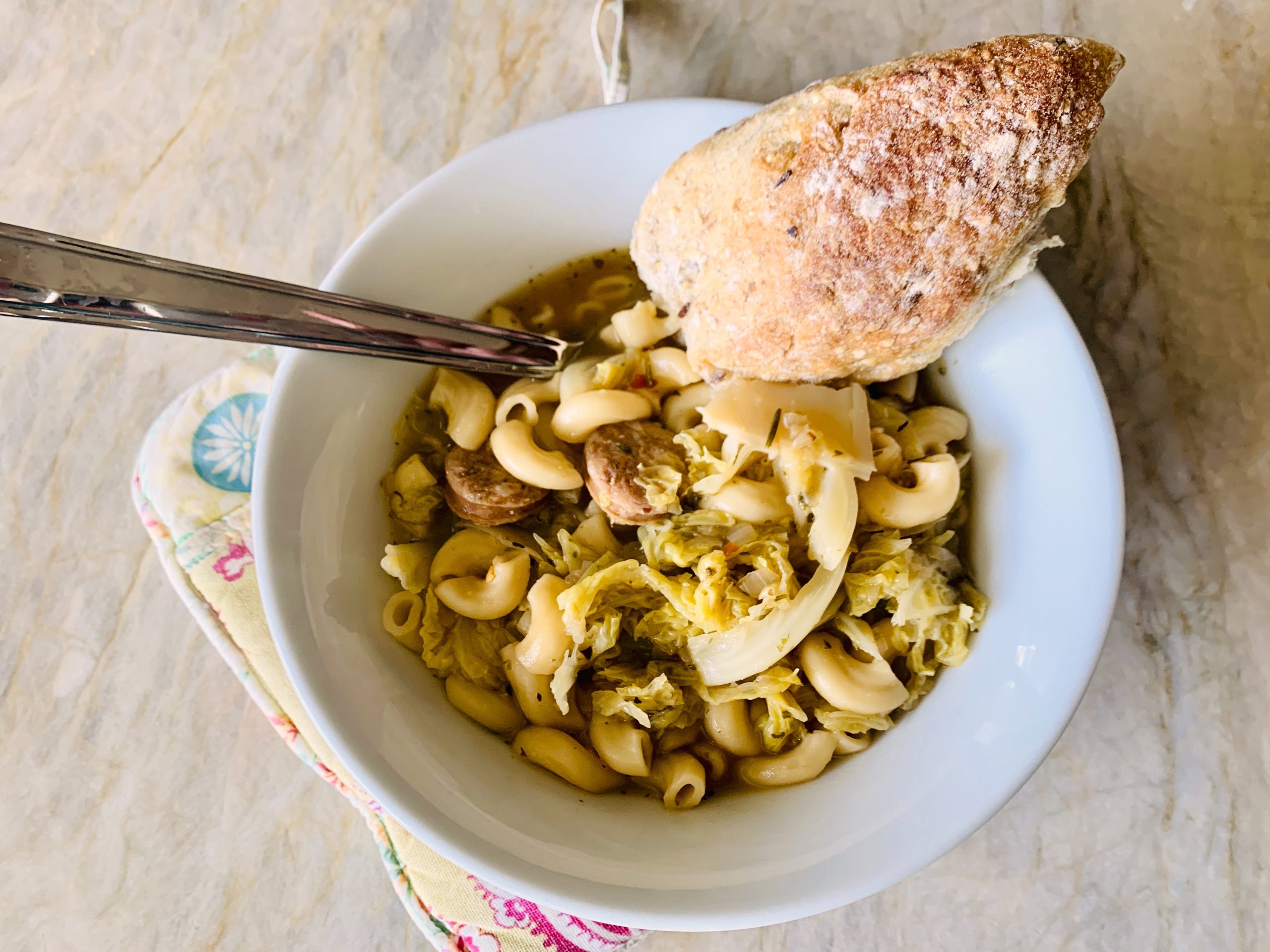 Chicken Sausage, Cabbage and Pasta Soup – Recipe! Image 4