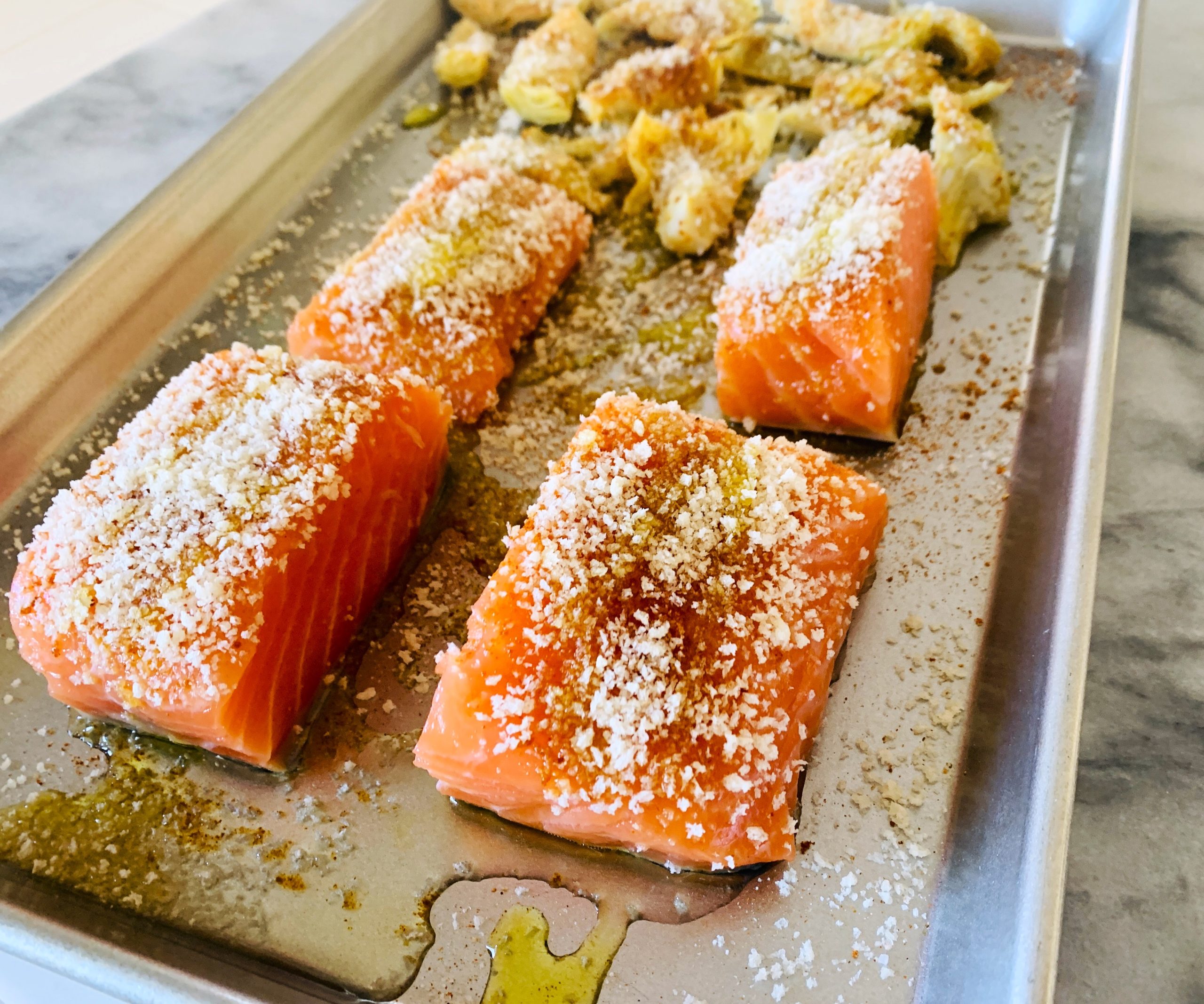 Sheet Pan Crispy Salmon and Artichoke Salad – Recipe! Image 3