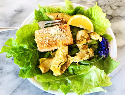 Sheet Pan Crispy Salmon and Artichoke Salad – Recipe!