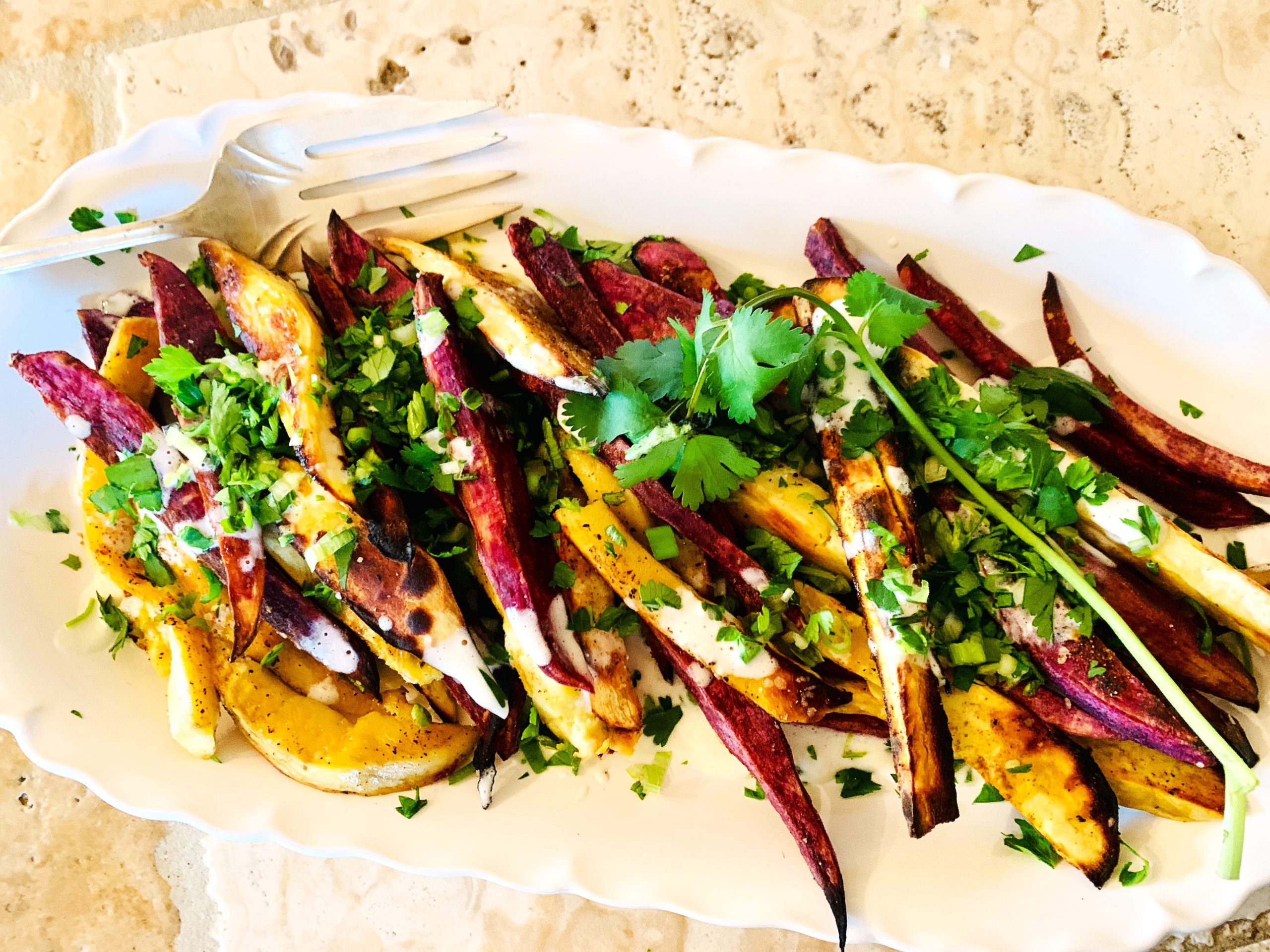 Roasted Sweet Potato Fries with Herby Feta Sauce – Recipe! Image 2