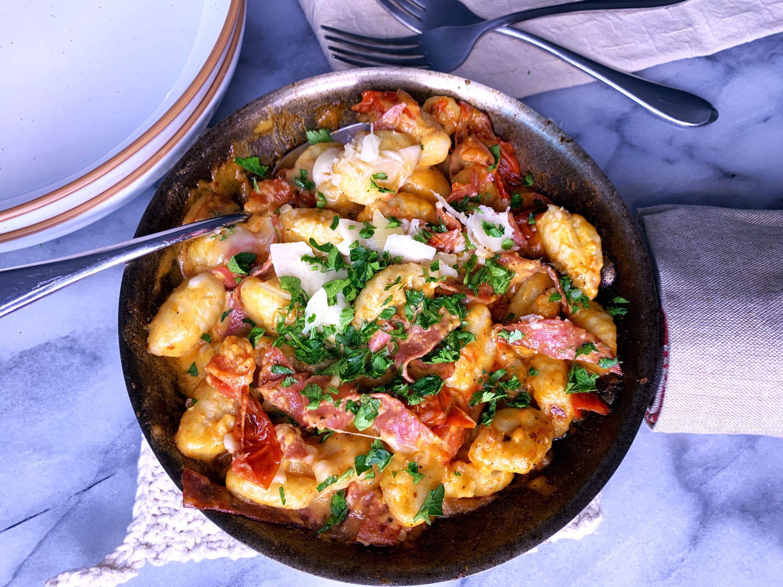 Creamy Charred Tomato and Salami Gnocchi Recipe! Live. Love. Laugh