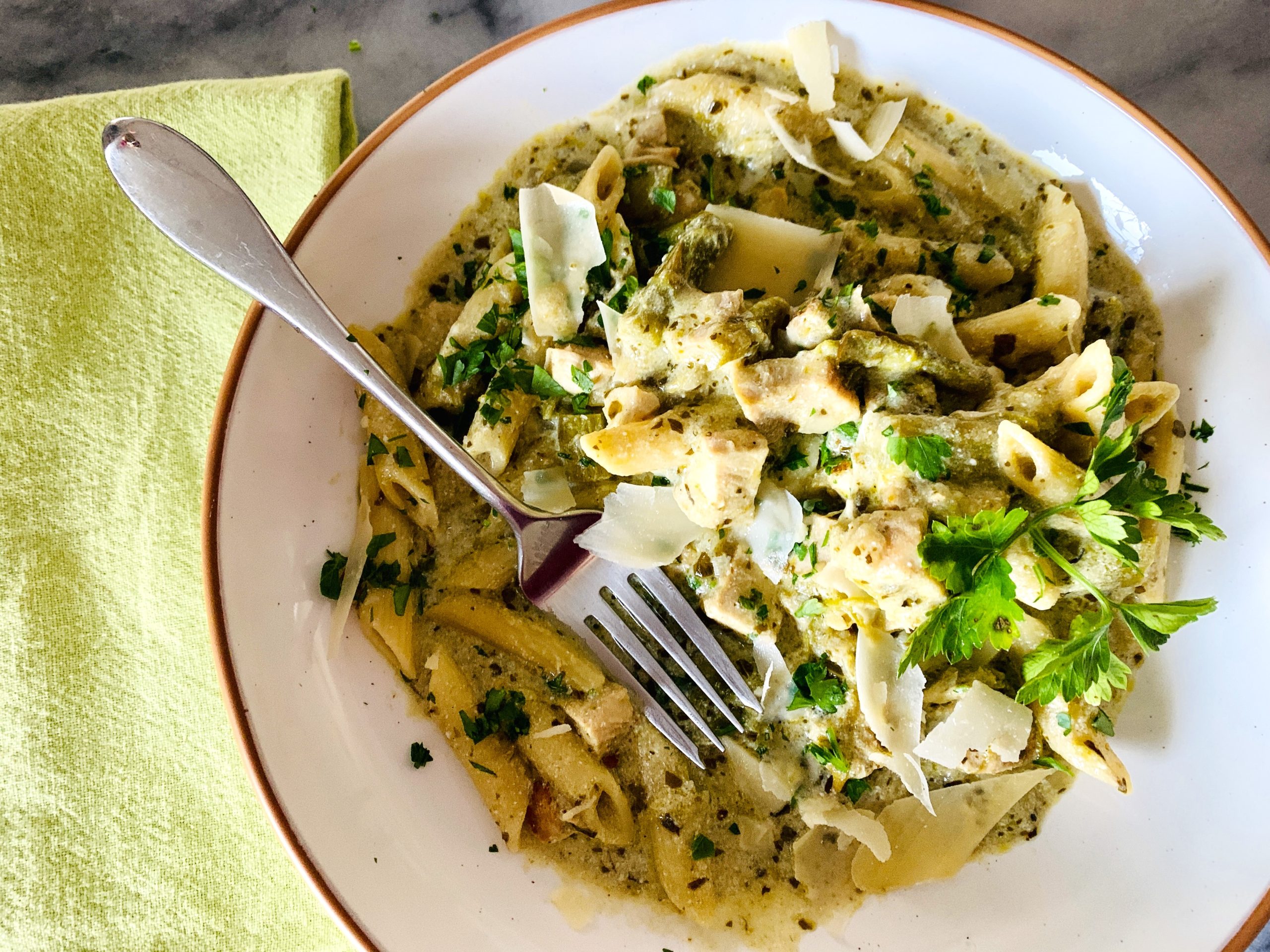Instant Pot Creamy Pesto Chicken and Asparagus Penne – Recipe! Image 2