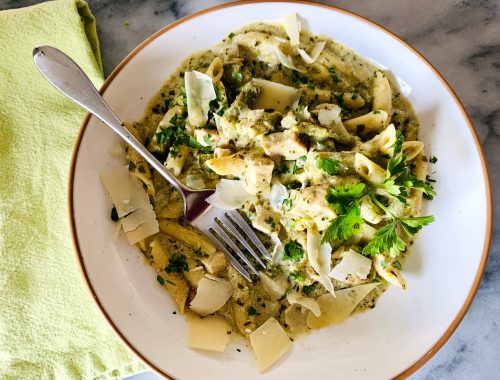 Instant Pot Creamy Pesto Chicken and Asparagus Penne – Recipe!