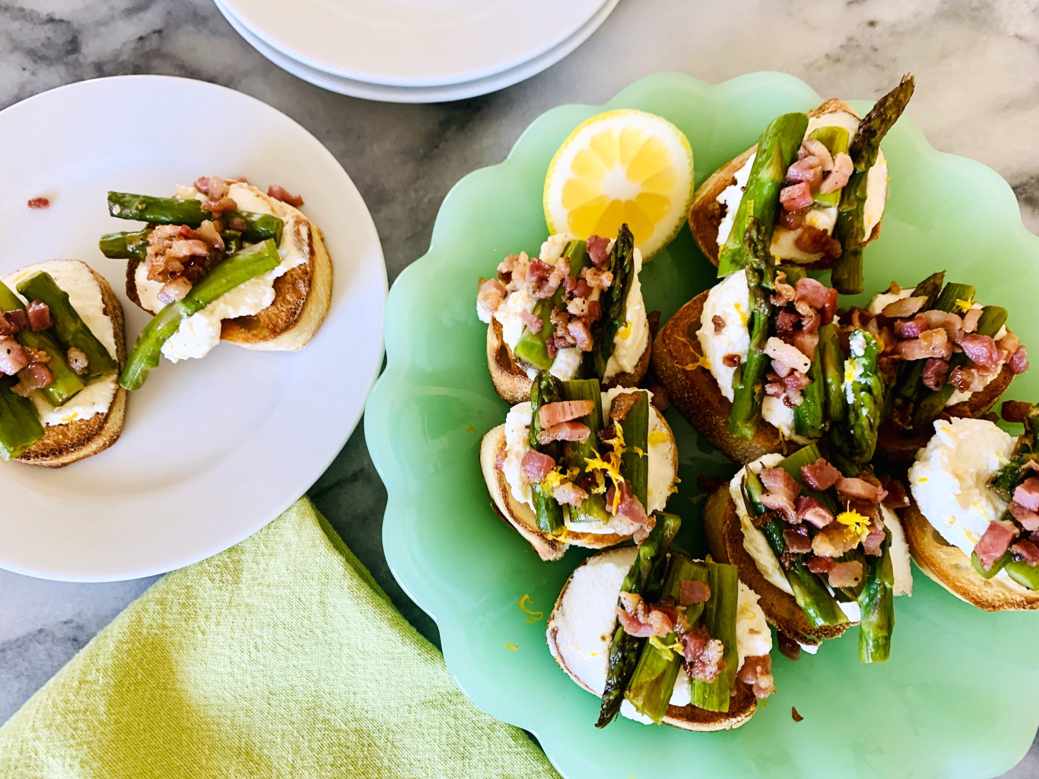 Lemon Ricotta Crostini with Asparagus and Pancetta Recipe! Live