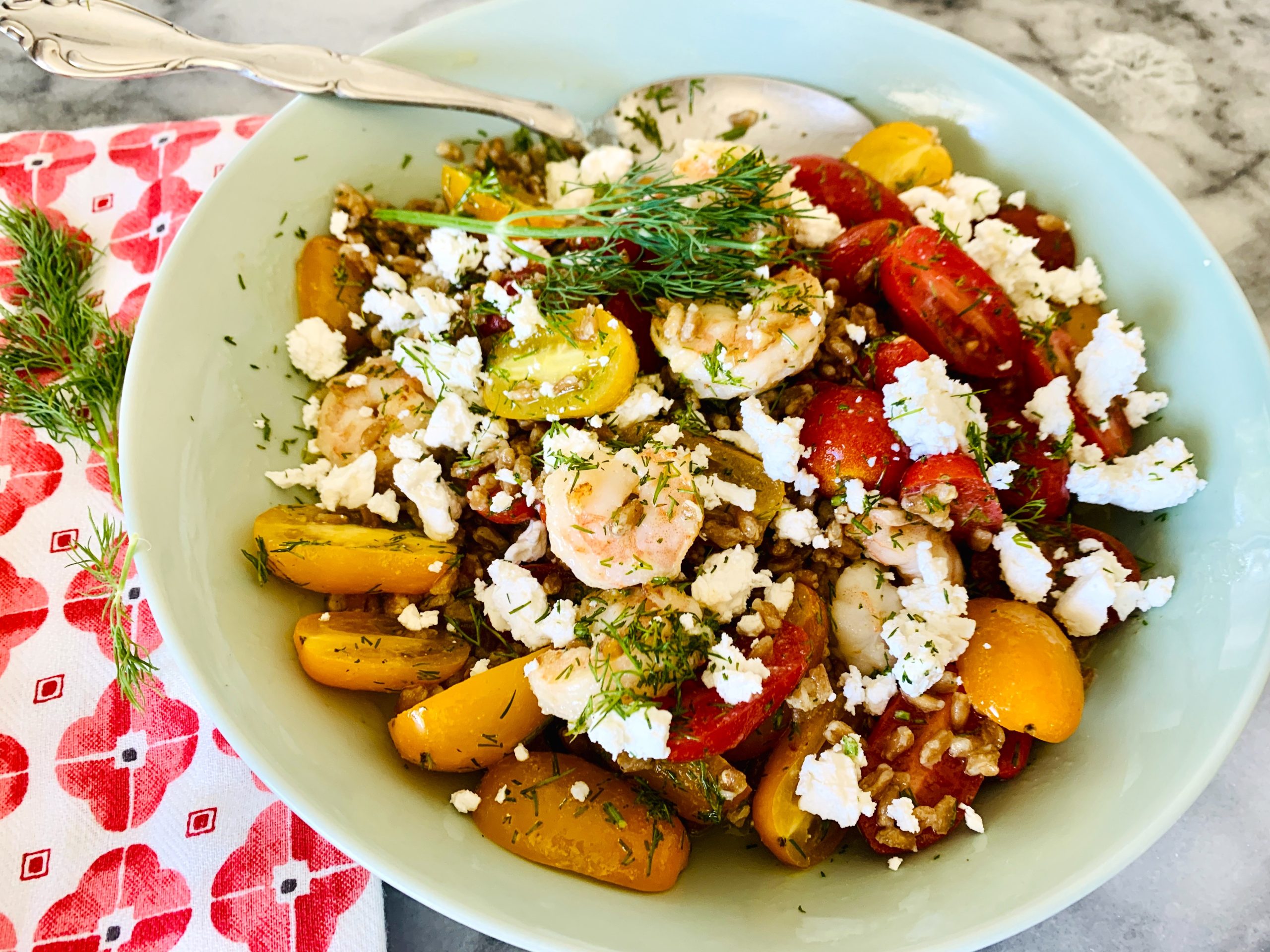 Sauteed Shrimp, Farro and Cherry Tomato Salad with Dilly Mustard Vinaigrette – Recipe! Image 3