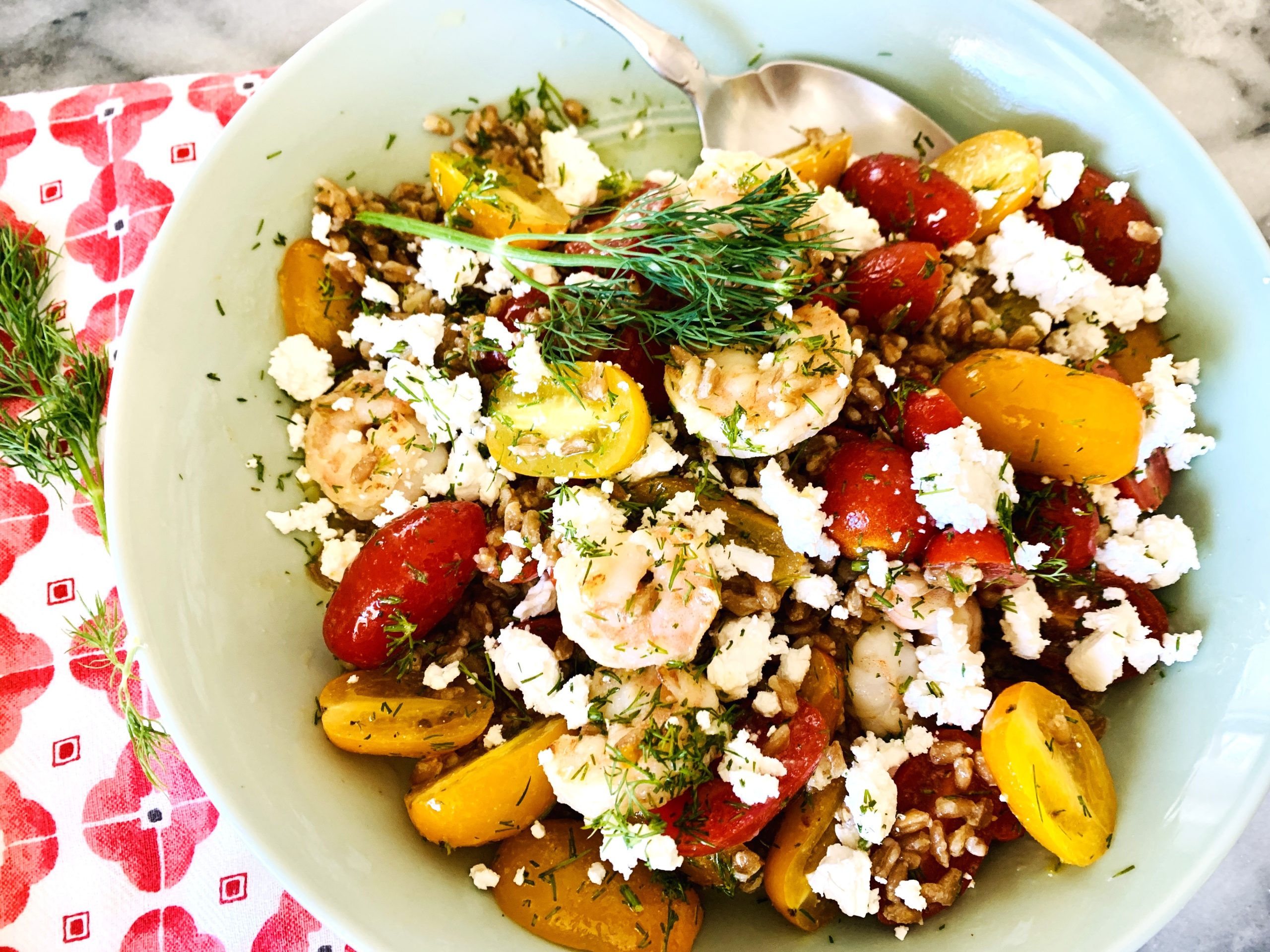 Sauteed Shrimp, Farro and Cherry Tomato Salad with Dilly Mustard Vinaigrette – Recipe! Image 2
