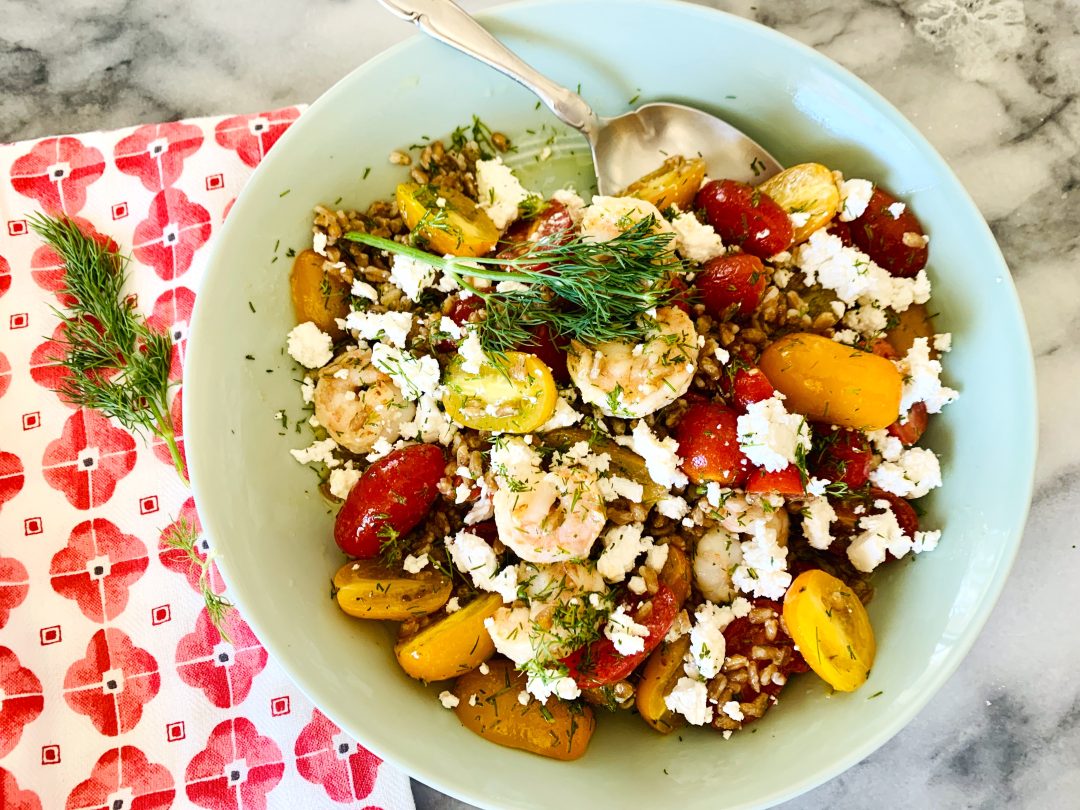 Sauteed Shrimp, Farro and Cherry Tomato Salad with Dilly Mustard Vinaigrette – Recipe! Image 1