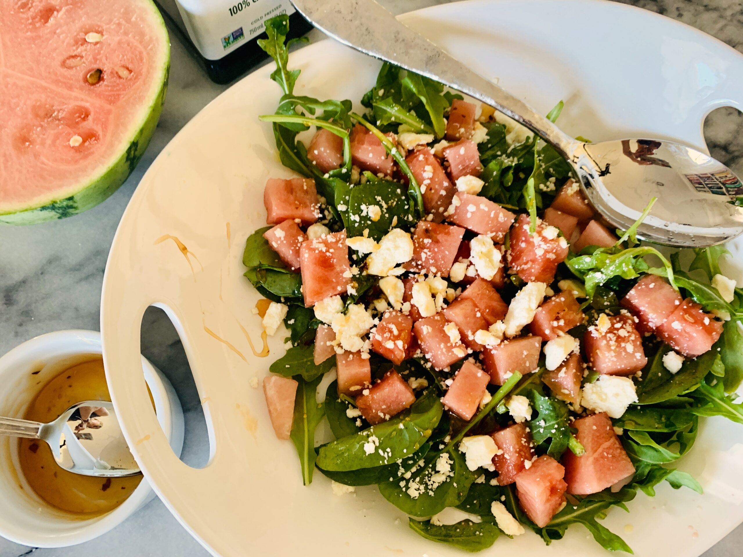 Hot Honey Watermelon Salad with Feta – Recipe!