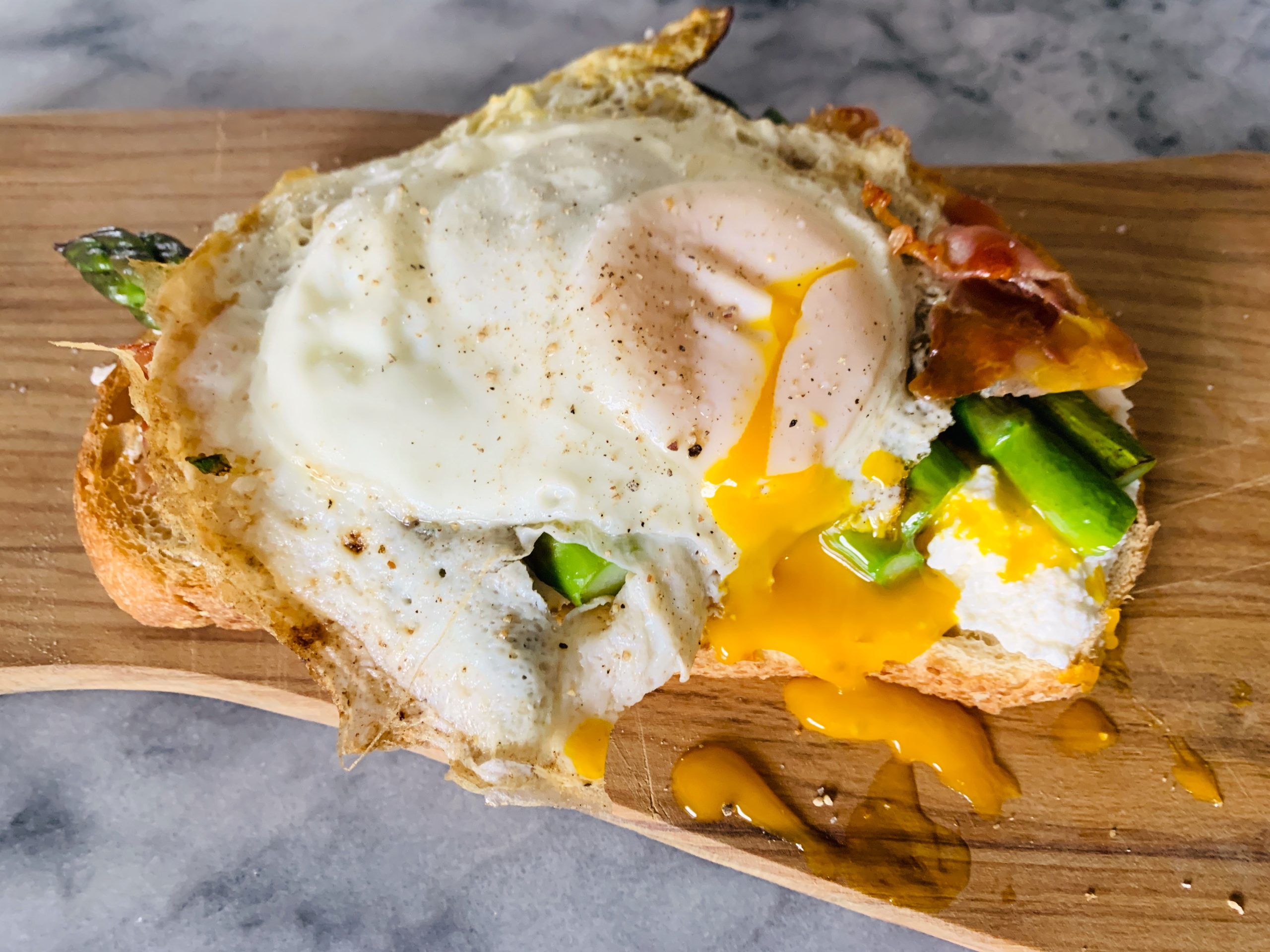 Ricotta, Asparagus, Crispy Prosciutto and Egg Toasts – Recipe! Image 2