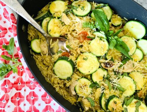 One Pan Buttery Basil Chicken and Zucchini Orzo – Recipe!