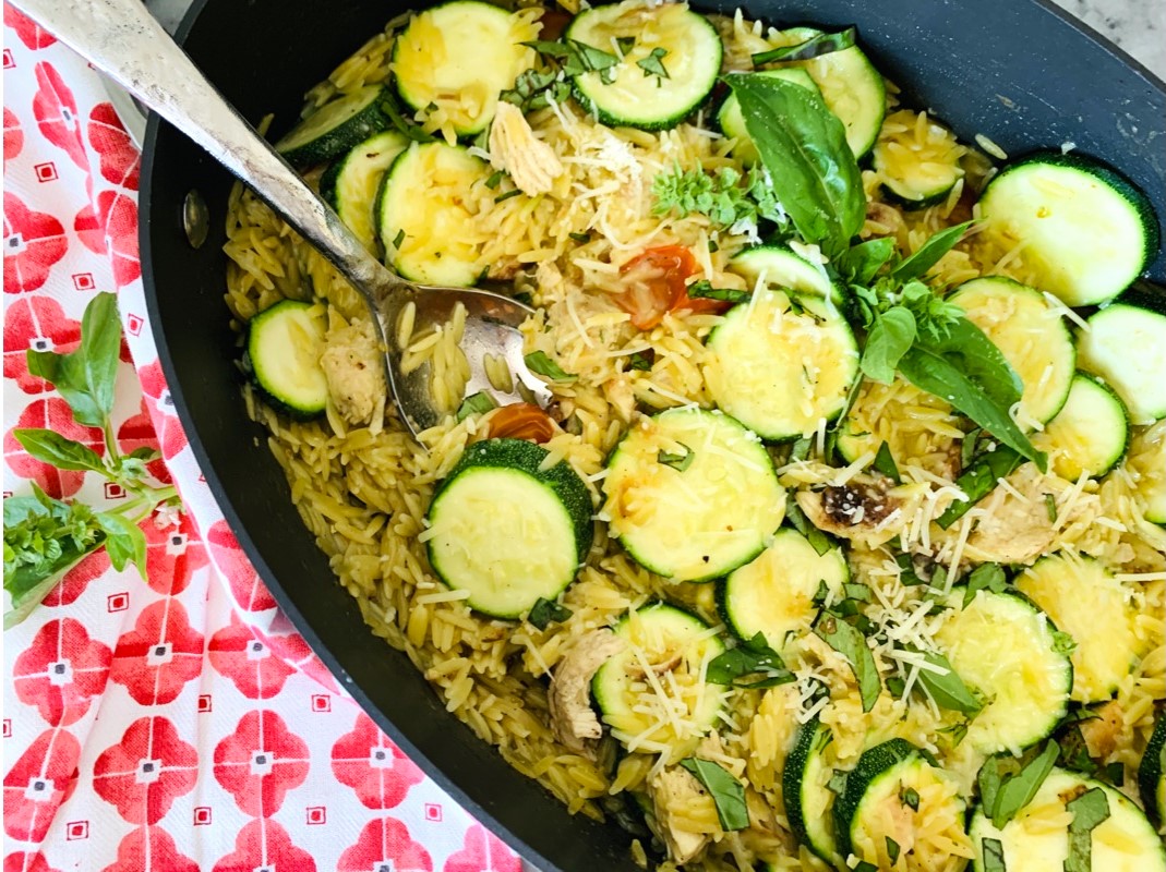 One Pan Buttery Basil Chicken and Zucchini Orzo – Recipe! Image 1