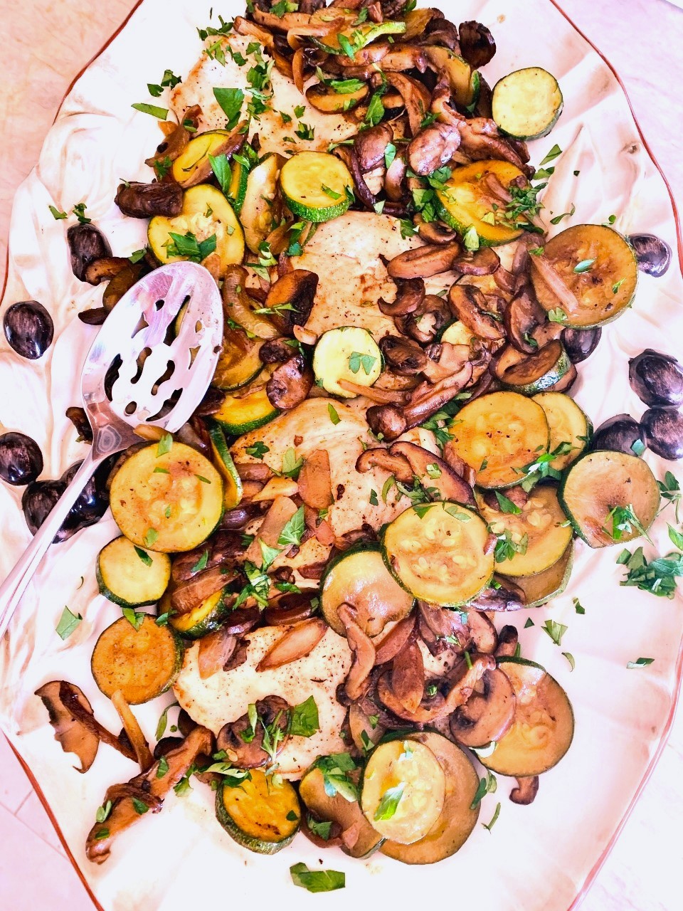 Chicken Paillard with Zucchini and Mushrooms Recipe Image 1