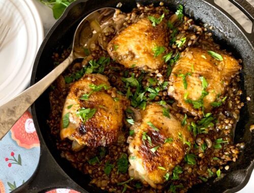 Braised Chicken Thighs with Mushrooms and Lentils – Recipe!