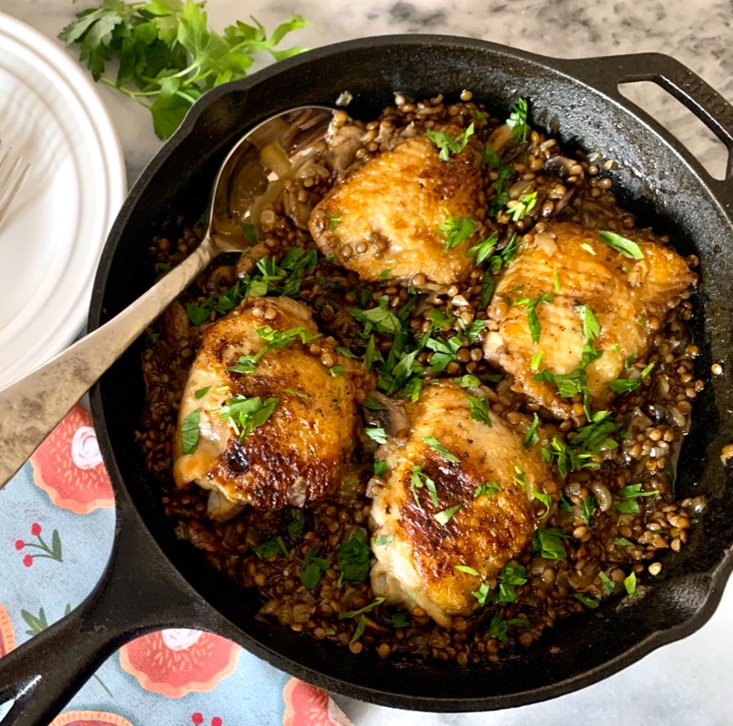 Braised Chicken Thighs with Mushrooms and Lentils – Recipe! Image 1