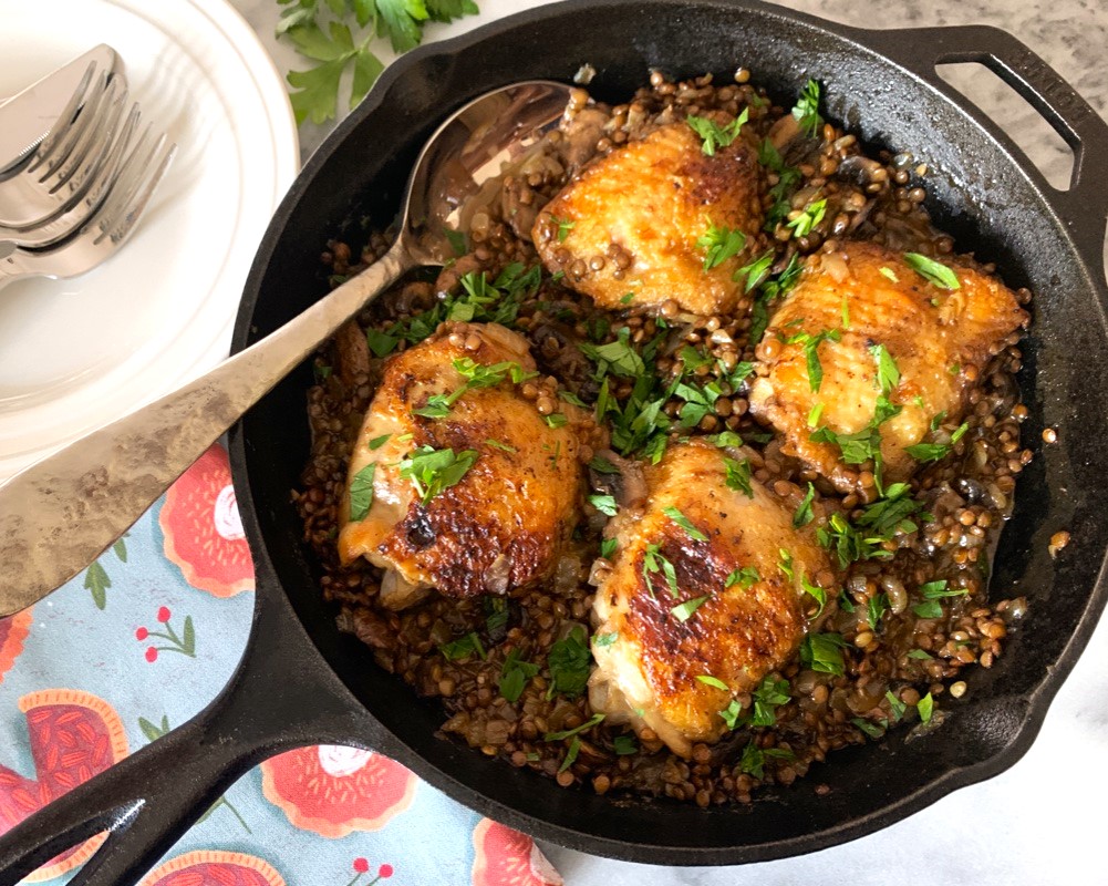 Braised Chicken Thighs with Mushrooms and Lentils – Recipe! Image 2