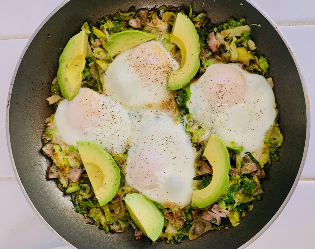 Brussels Sprout and Chicken Sausage Hash with Eggs – Recipe! Image 3
