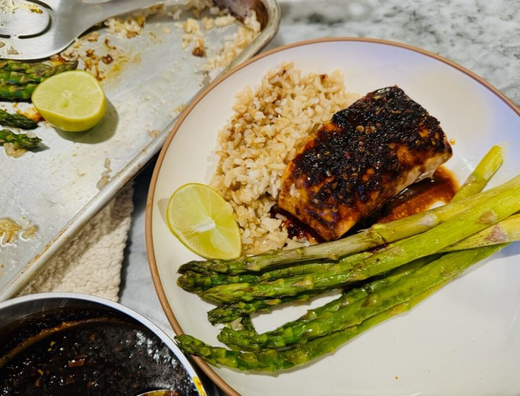 Sheet Pan Asian Glazed Salmon with Asparagus and Crispy Rice – Recipe! Image 2