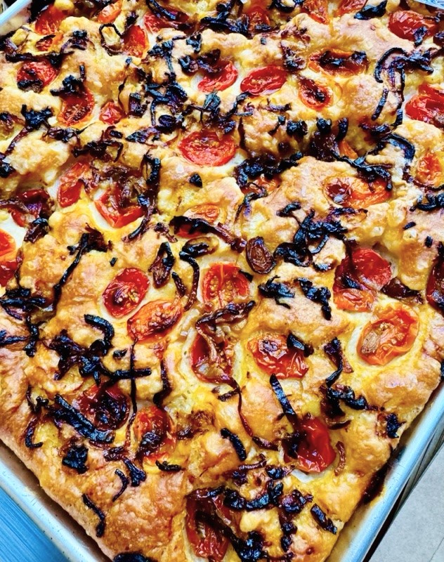 Homemade Focaccia with Cherry Tomatoes and Caramelized Shallots – Recipe! Image 2