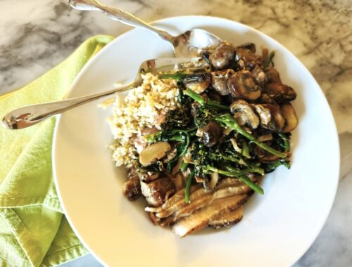 Skillet Pork Chop Creamy Mushrooms and Broccolini Recipe