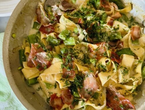 Sugar Snap Pea Pasta with Crispy Prosciutto Recipe
