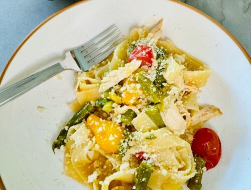 One-Pan Asparagus and Leek Pappardelle with Chicken Recipe