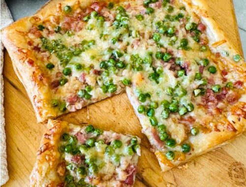 Easy Cheesy Pancetta and Pea Puff Pastry Tart Recipe