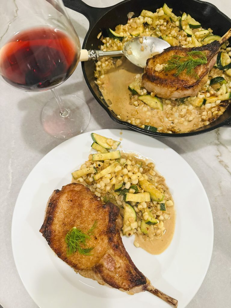 Seared Pork Chops with Creamy Corn and Zucchini Relish Recipe Image 3